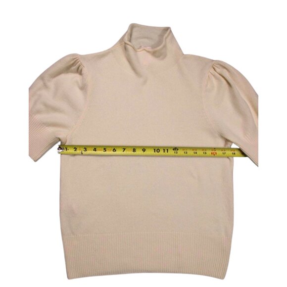 Cinq à Sept Tous Les Jours 100% Cashmere Puff Sleeve Mock Neck Sweater Size L - Picture 13 of 14